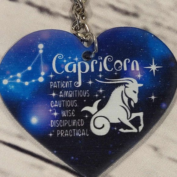 New Zodiac Universe Blue Heart Capricorn Keychain - Picture 5 of 6